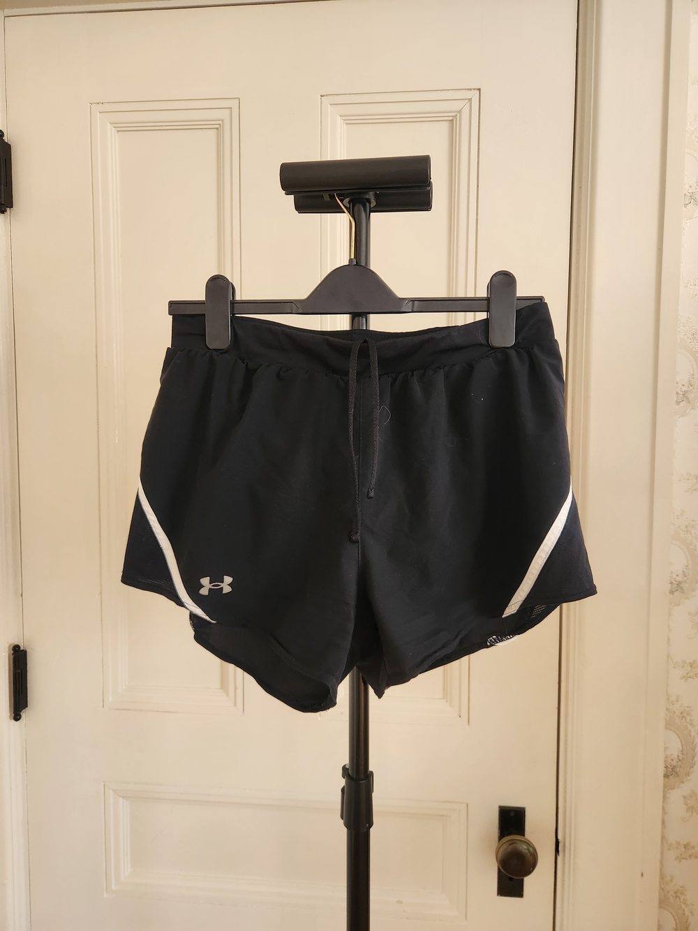 Under Armour Black Women's Athletic Shorts with White Accents